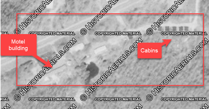 Rainbow Lodging (Rainbow Motel & Cabins) - 1977 Aerial (newer photo)